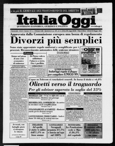 Italia oggi : quotidiano di economia finanza e politica